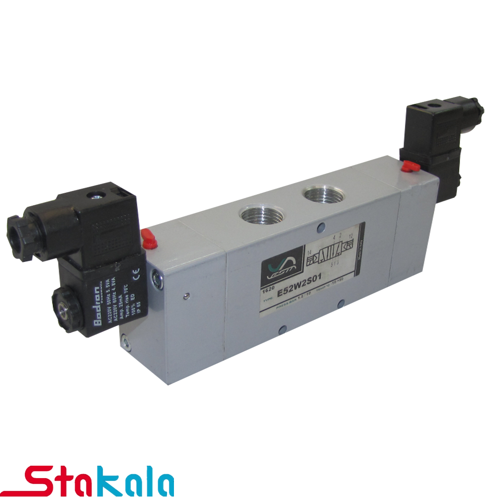 شیر برقی پنوماتیک بادران ( وستا) سایز 1 اینچ فرمان 5:2 دو بوبین شیر برقی پنوماتیک بادران ( وستا) سایز 1 اینچ فرمان 5/2 دو بوبین